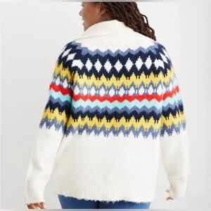 AERIE Fairisle Quarter  Zip Sweater - Size Med
